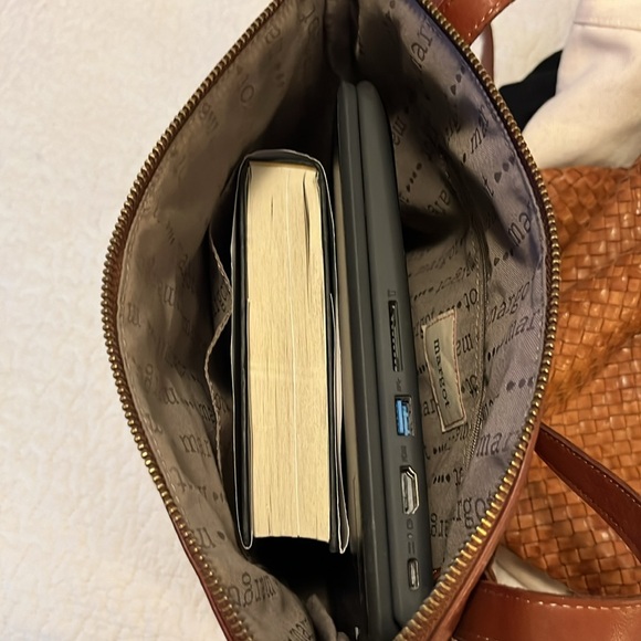 Margot Convertable Cognac Leather Convertible Backpack Laptop Crossbody Bag - Picture 12 of 14